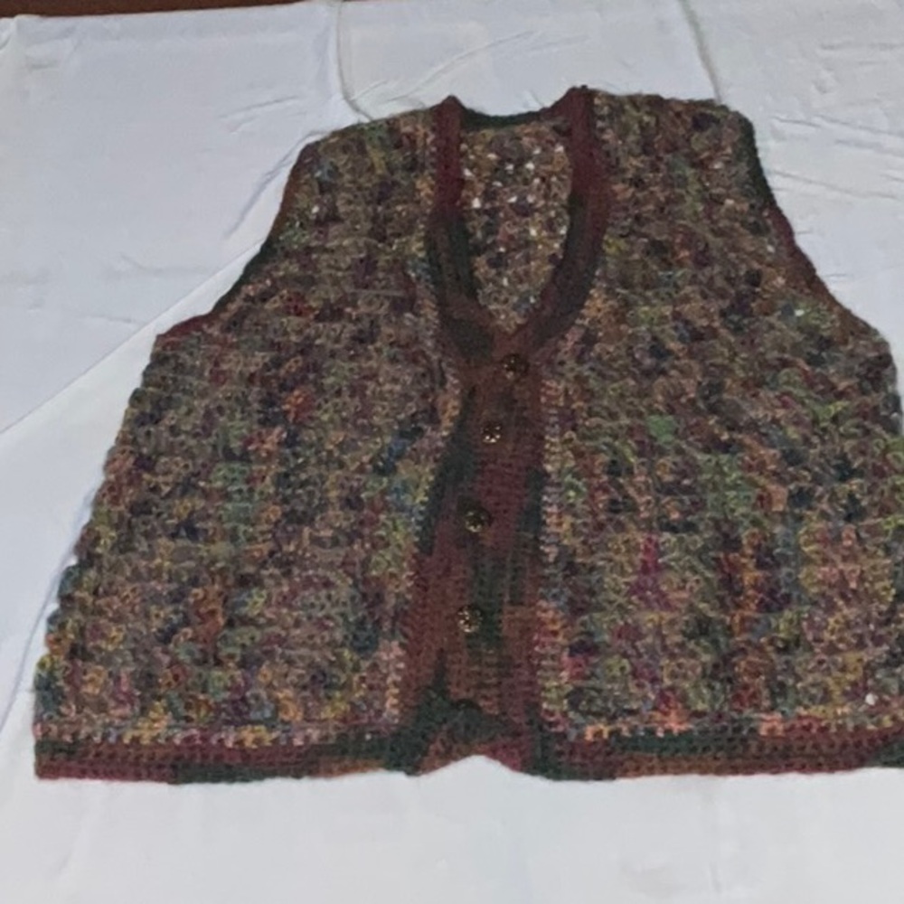 Hand Crafted Multi Tone Button-Up Vest Medium